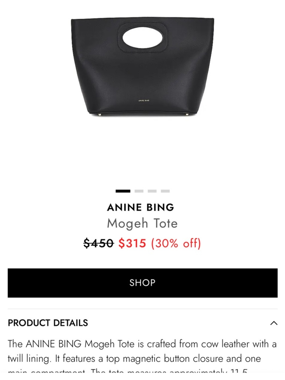 ANINE BING Mogeh Tote - Black